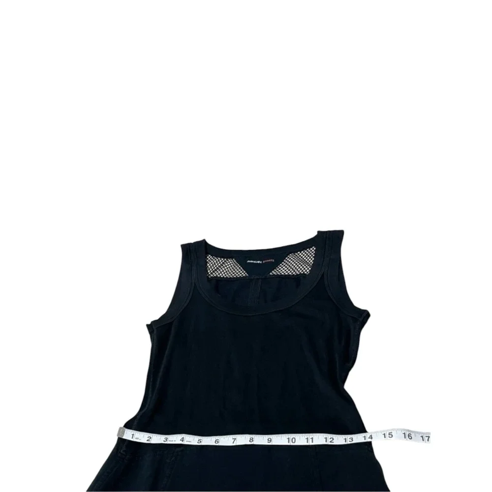 Marc Cain Sports Black Midi Dress Sleeveless Mesh Back Fit & Flare